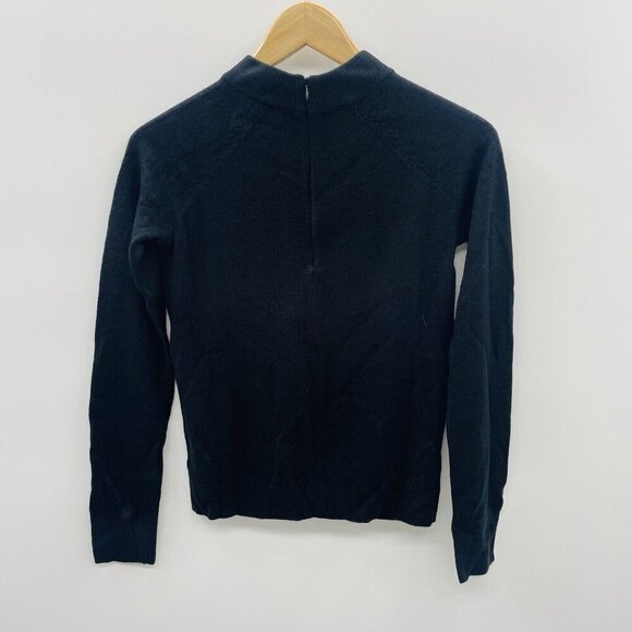 Karen Scott Petite Womens Size PP Mock Neck Zip-Back Sweater in Black $40 2046 - Picture 4 of 8